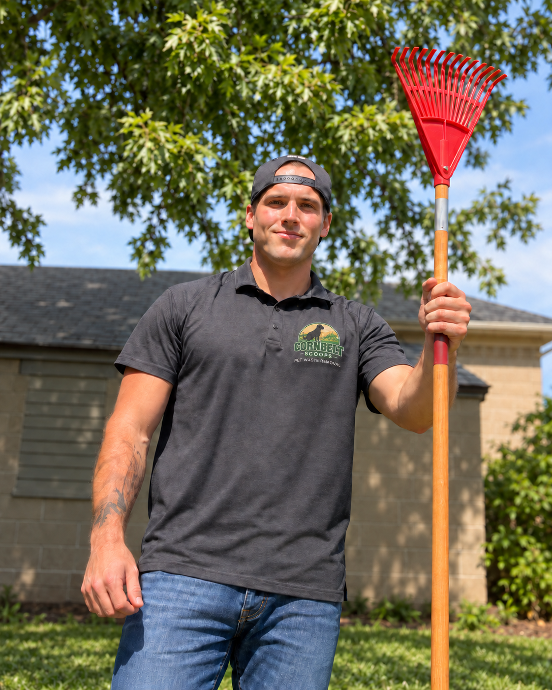 Jake, owner of Cornbelt Scoops, wearing a Cornbelt Scoops shirt